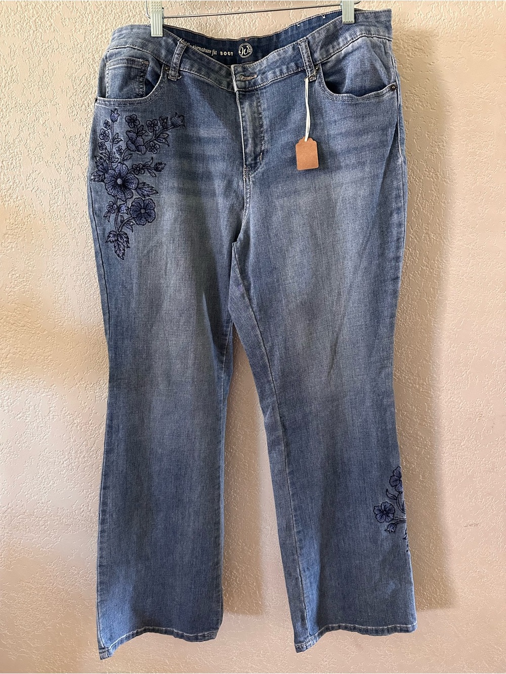 Embroidered Light Blue Boot-Cut Women’s Jeans
